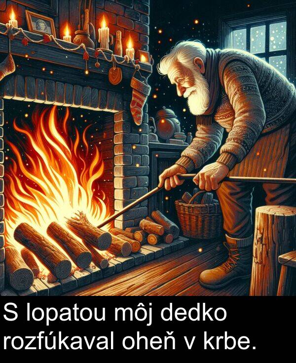 rozfúkaval: S lopatou môj dedko rozfúkaval oheň v krbe.