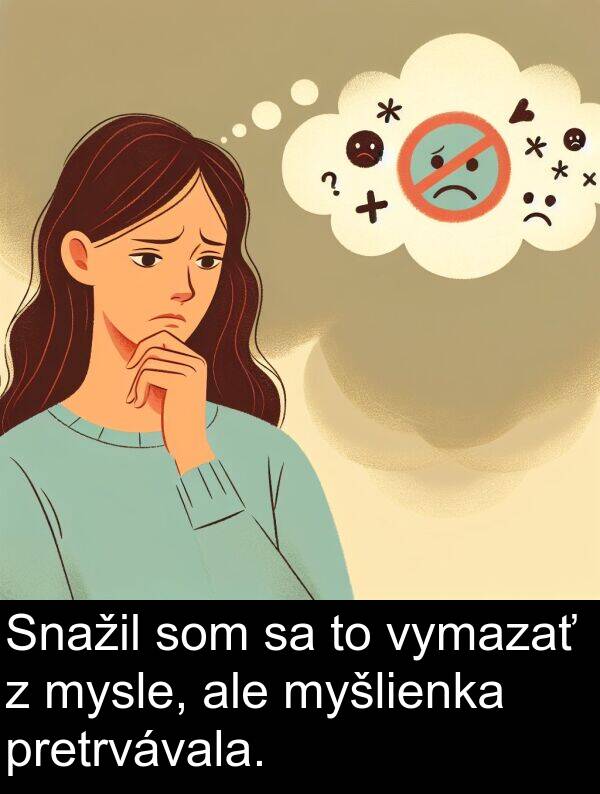 mysle: Snažil som sa to vymazať z mysle, ale myšlienka pretrvávala.