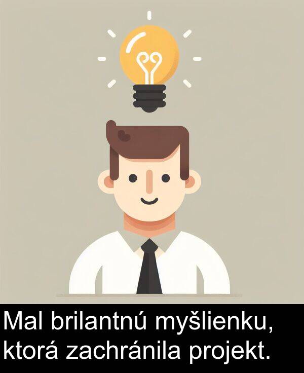 myšlienku: Mal brilantnú myšlienku, ktorá zachránila projekt.