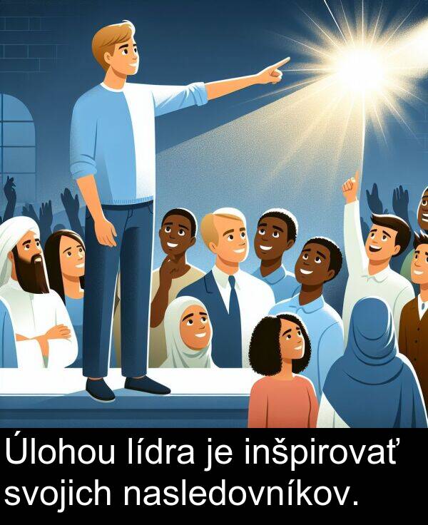 lídra: Úlohou lídra je inšpirovať svojich nasledovníkov.