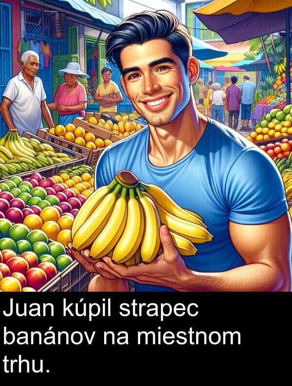 banánov: Juan kúpil strapec banánov na miestnom trhu.