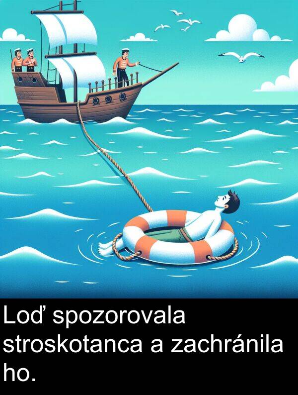 stroskotanca: Loď spozorovala stroskotanca a zachránila ho.