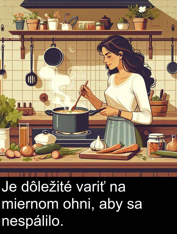 variť: Je dôležité variť na miernom ohni, aby sa nespálilo.