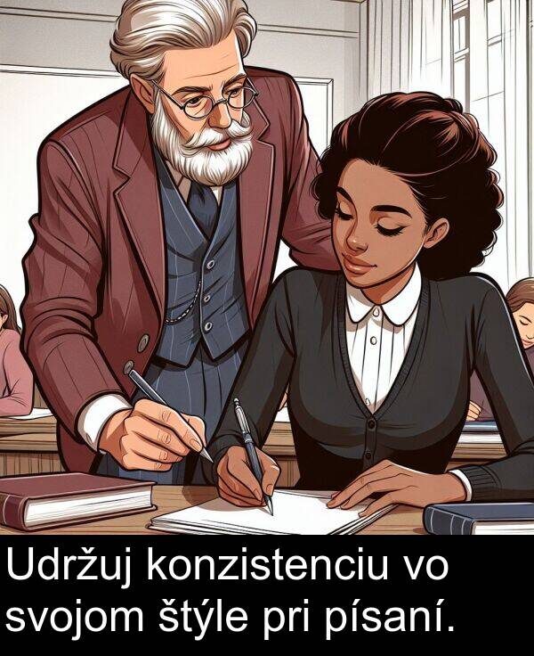 konzistenciu: Udržuj konzistenciu vo svojom štýle pri písaní.
