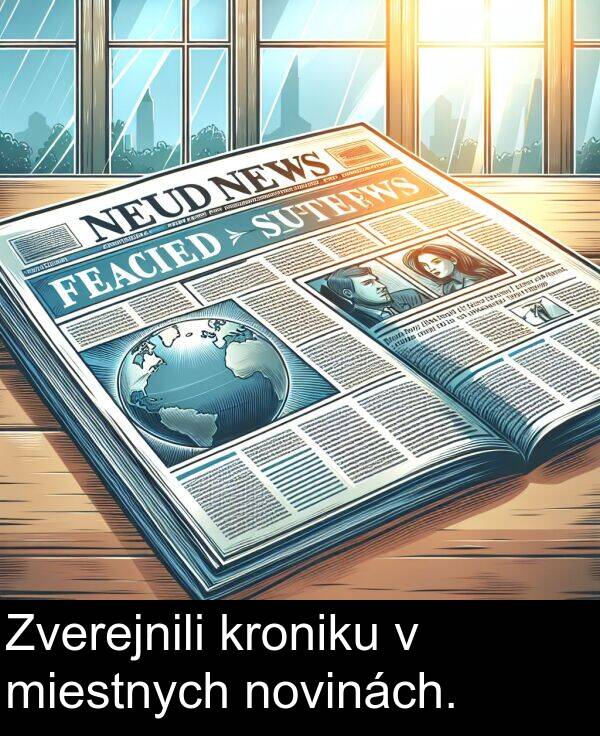 kroniku: Zverejnili kroniku v miestnych novinách.