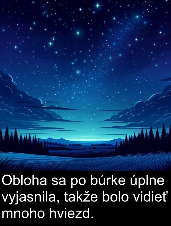 bolo: Obloha sa po búrke úplne vyjasnila, takže bolo vidieť mnoho hviezd.