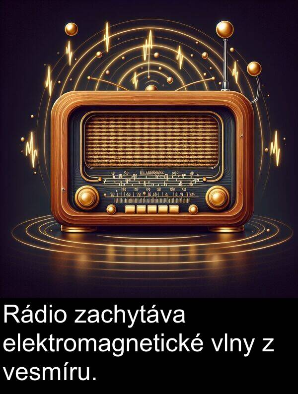 vlny: Rádio zachytáva elektromagnetické vlny z vesmíru.