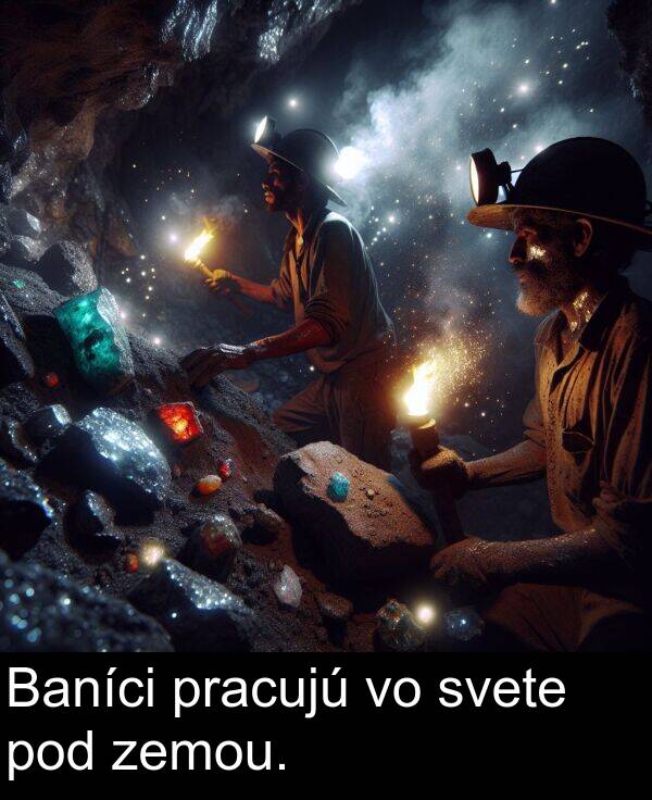 svete: Baníci pracujú vo svete pod zemou.