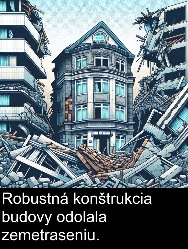 konštrukcia: Robustná konštrukcia budovy odolala zemetraseniu.