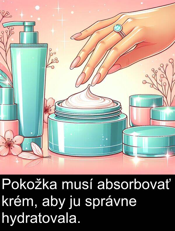 absorbovať: Pokožka musí absorbovať krém, aby ju správne hydratovala.