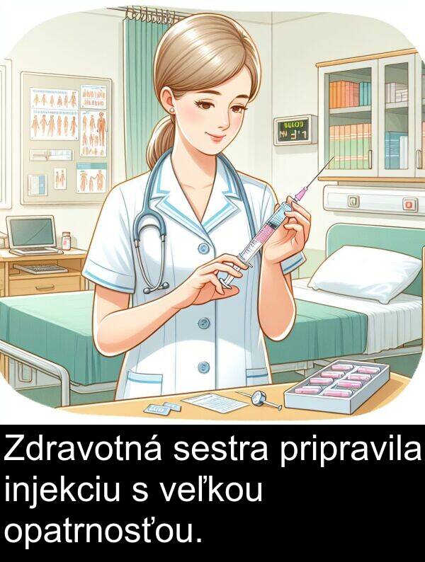 veľkou: Zdravotná sestra pripravila injekciu s veľkou opatrnosťou.