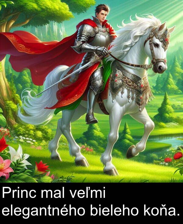 elegantného: Princ mal veľmi elegantného bieleho koňa.