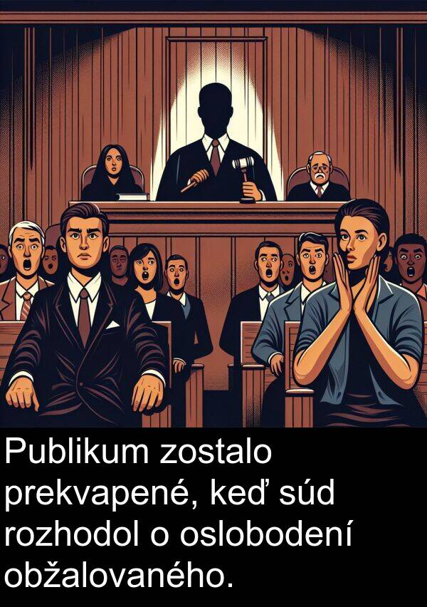 rozhodol: Publikum zostalo prekvapené, keď súd rozhodol o oslobodení obžalovaného.