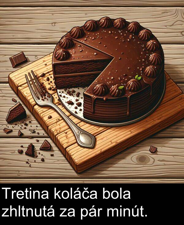 pár: Tretina koláča bola zhltnutá za pár minút.