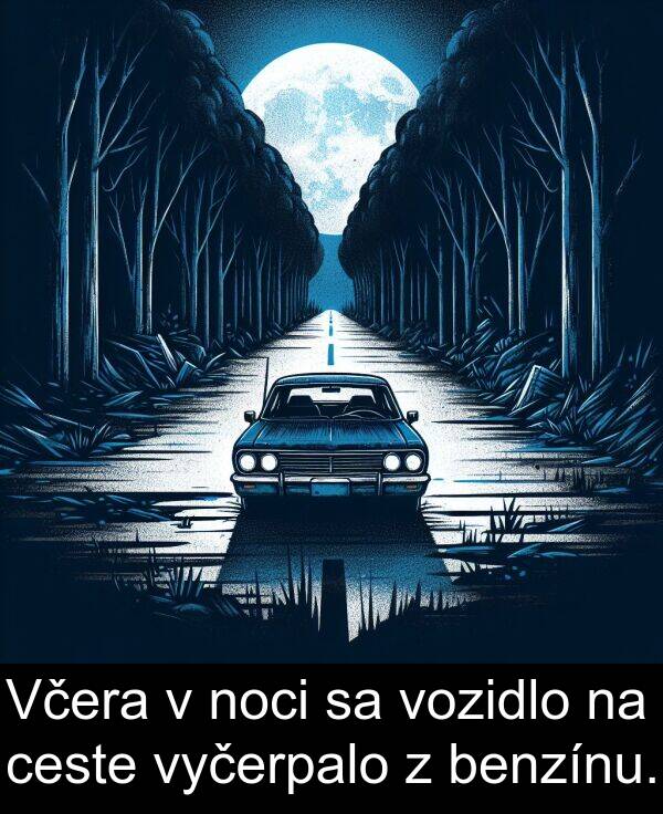 ceste: Včera v noci sa vozidlo na ceste vyčerpalo z benzínu.