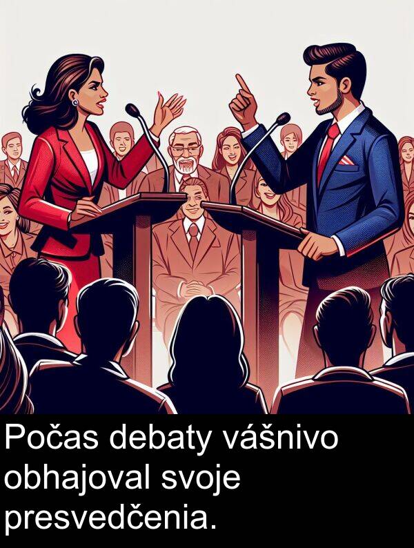 vášnivo: Počas debaty vášnivo obhajoval svoje presvedčenia.