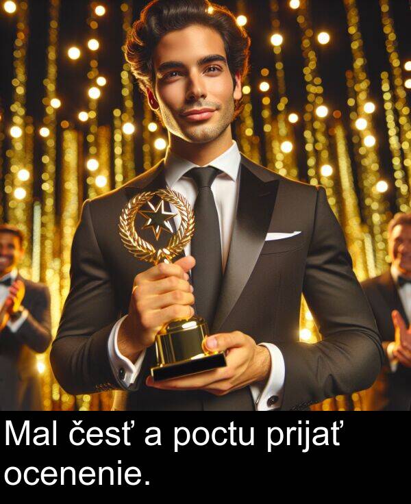 česť: Mal česť a poctu prijať ocenenie.