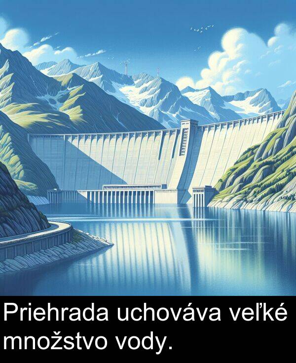 vody: Priehrada uchováva veľké množstvo vody.