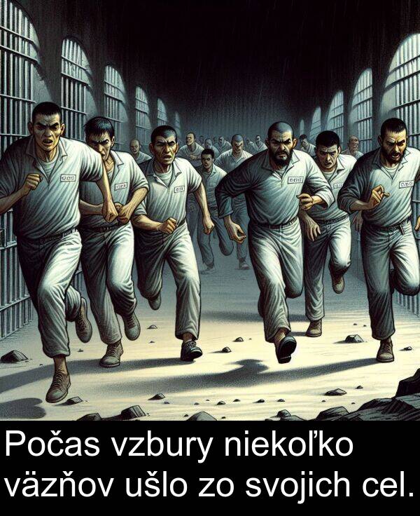 väzňov: Počas vzbury niekoľko väzňov ušlo zo svojich cel.