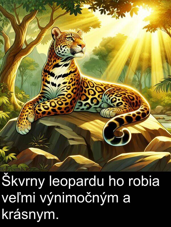 výnimočným: Škvrny leopardu ho robia veľmi výnimočným a krásnym.