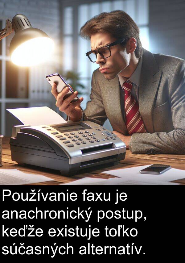 faxu: Používanie faxu je anachronický postup, keďže existuje toľko súčasných alternatív.