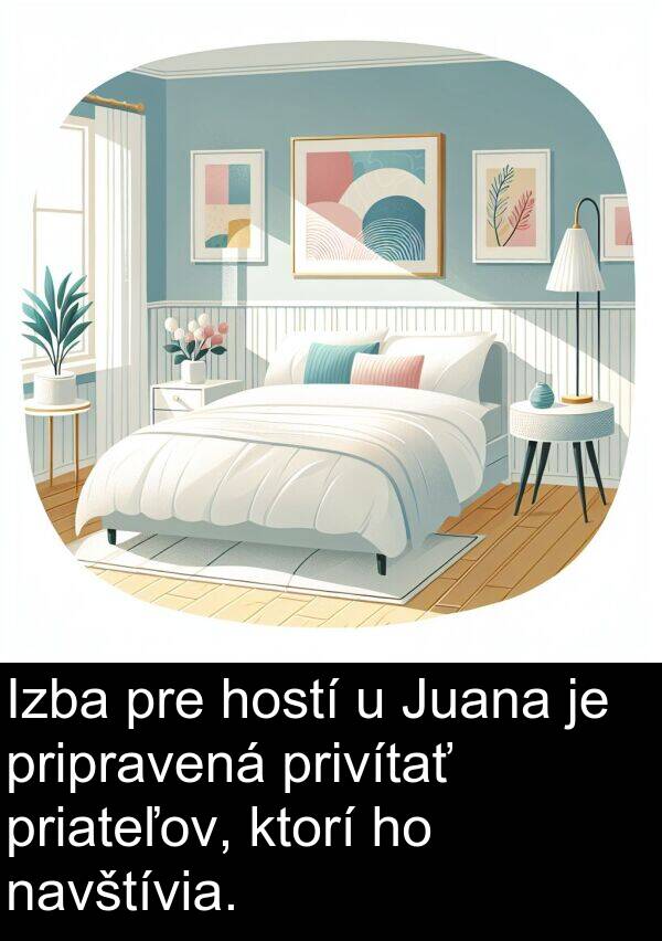 navštívia: Izba pre hostí u Juana je pripravená privítať priateľov, ktorí ho navštívia.