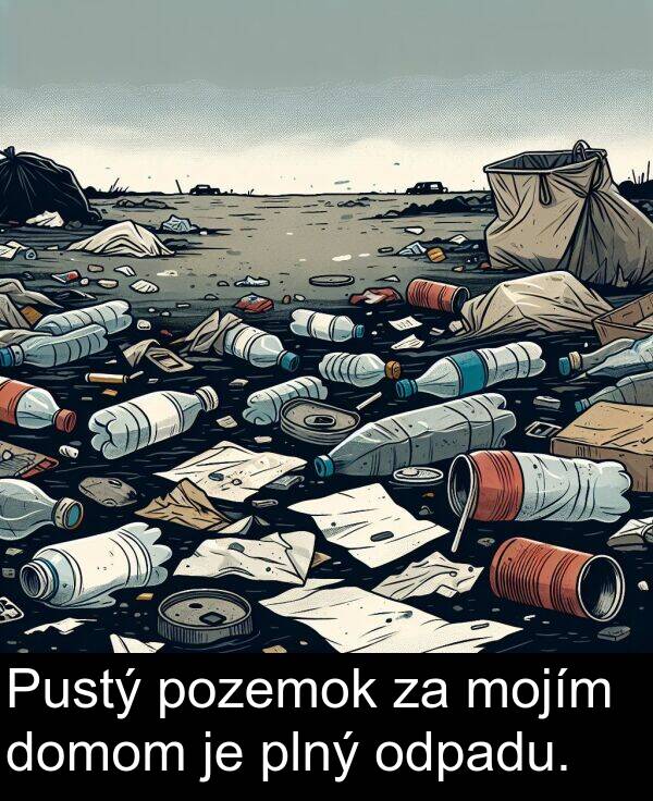 mojím: Pustý pozemok za mojím domom je plný odpadu.