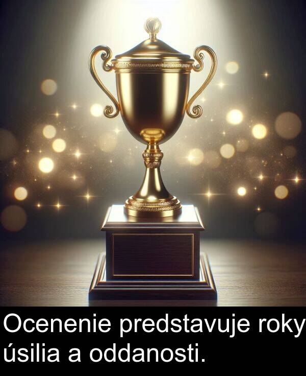 roky: Ocenenie predstavuje roky úsilia a oddanosti.
