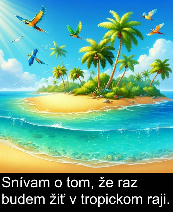 raz: Snívam o tom, že raz budem žiť v tropickom raji.