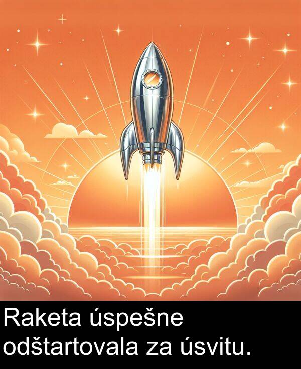 úspešne: Raketa úspešne odštartovala za úsvitu.