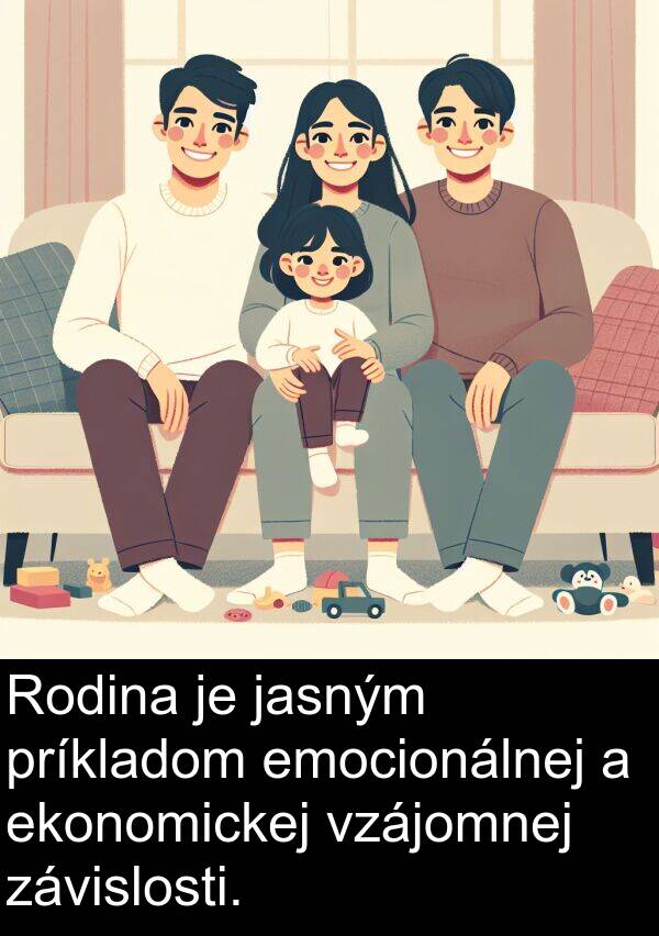 jasným: Rodina je jasným príkladom emocionálnej a ekonomickej vzájomnej závislosti.