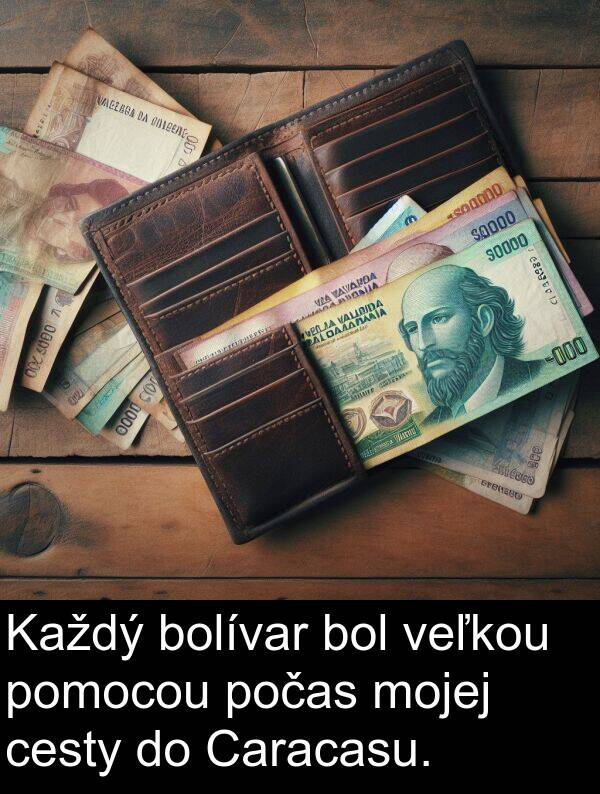 cesty: Každý bolívar bol veľkou pomocou počas mojej cesty do Caracasu.