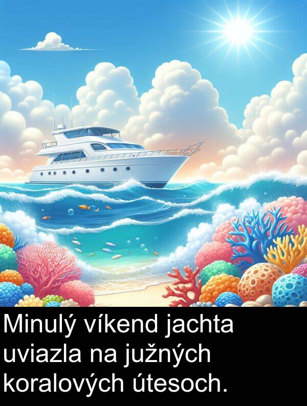 jachta: Minulý víkend jachta uviazla na južných koralových útesoch.