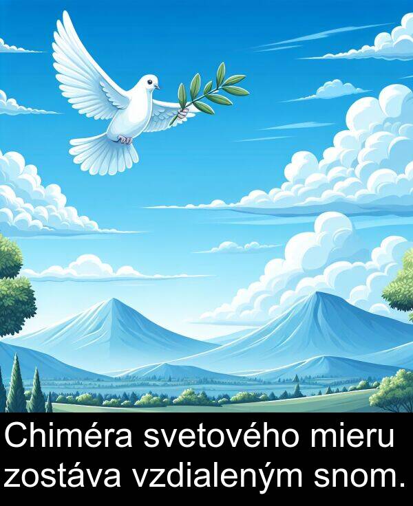 vzdialeným: Chiméra svetového mieru zostáva vzdialeným snom.