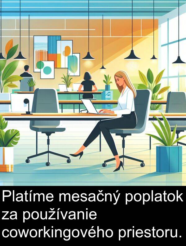 coworkingového: Platíme mesačný poplatok za používanie coworkingového priestoru.