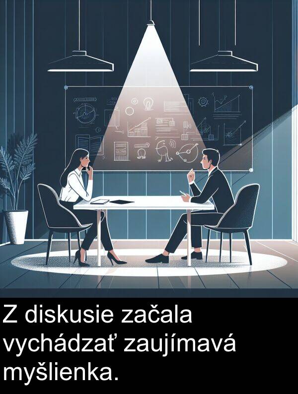 myšlienka: Z diskusie začala vychádzať zaujímavá myšlienka.
