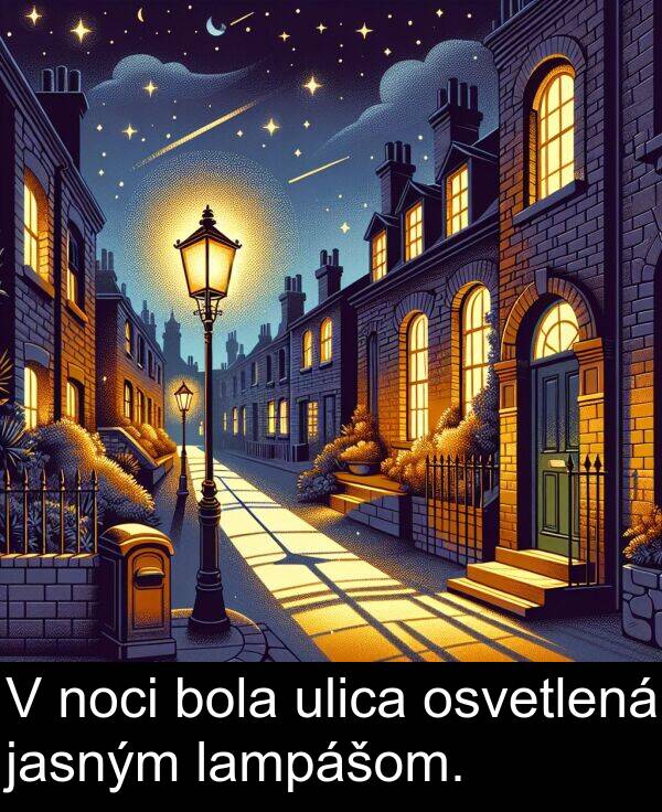 jasným: V noci bola ulica osvetlená jasným lampášom.