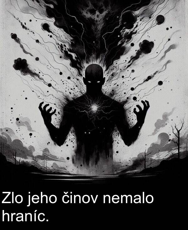 činov: Zlo jeho činov nemalo hraníc.
