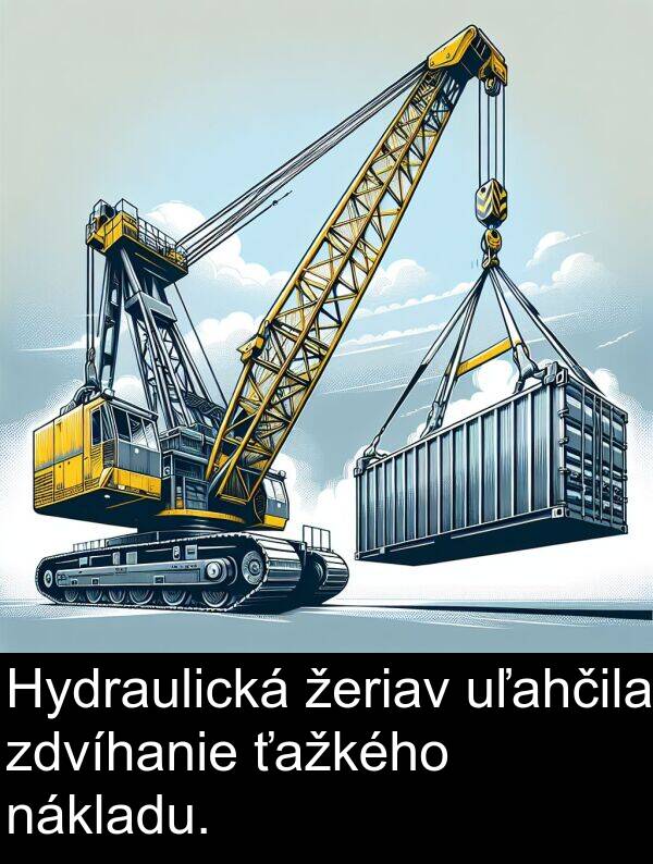 nákladu: Hydraulická žeriav uľahčila zdvíhanie ťažkého nákladu.