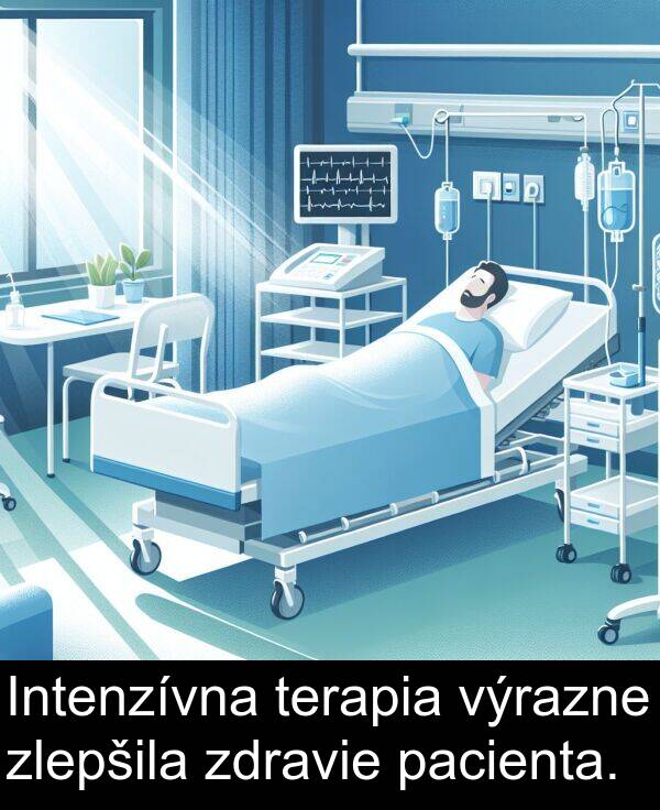 výrazne: Intenzívna terapia výrazne zlepšila zdravie pacienta.