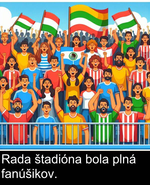 bola: Rada štadióna bola plná fanúšikov.