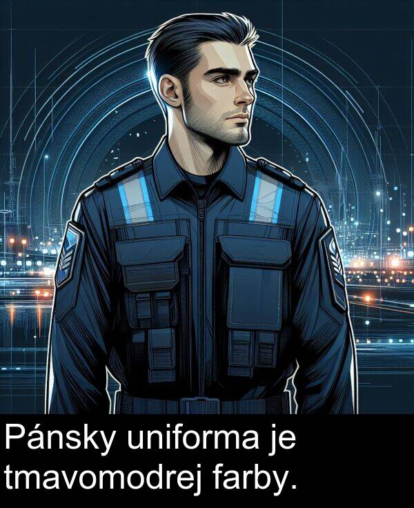 farby: Pánsky uniforma je tmavomodrej farby.