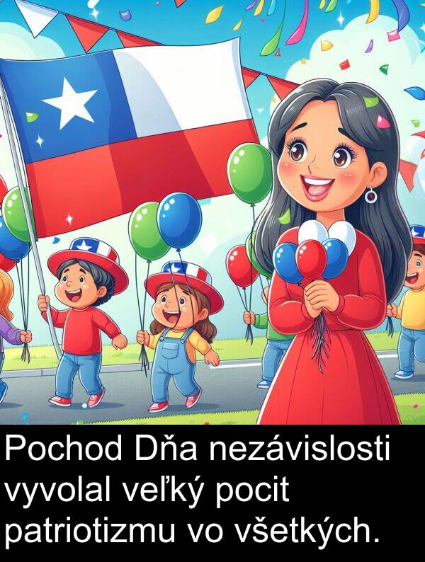 nezávislosti: Pochod Dňa nezávislosti vyvolal veľký pocit patriotizmu vo všetkých.