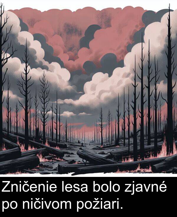 ničivom: Zničenie lesa bolo zjavné po ničivom požiari.