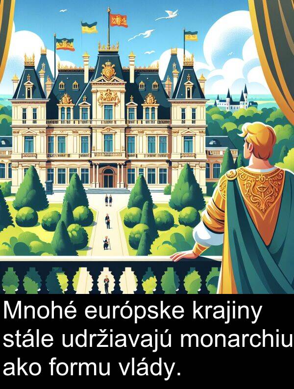 formu: Mnohé európske krajiny stále udržiavajú monarchiu ako formu vlády.