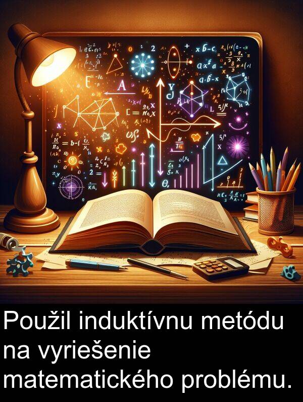 vyriešenie: Použil induktívnu metódu na vyriešenie matematického problému.