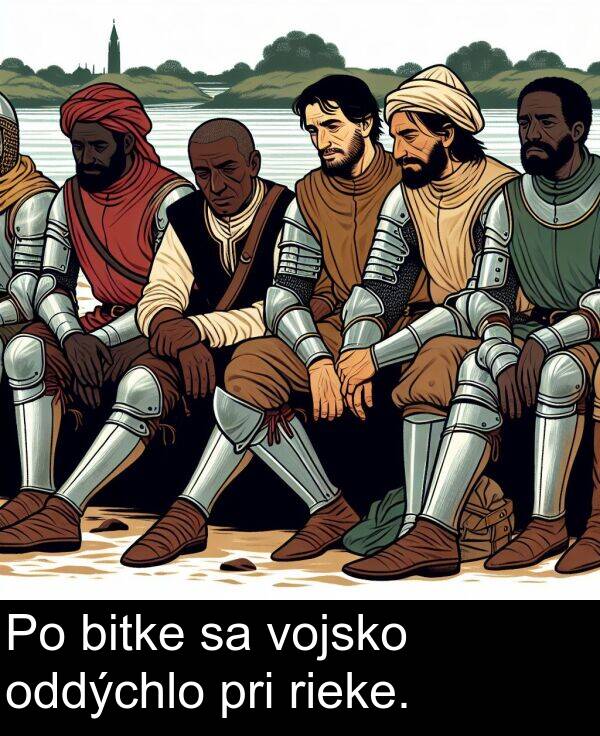vojsko: Po bitke sa vojsko oddýchlo pri rieke.