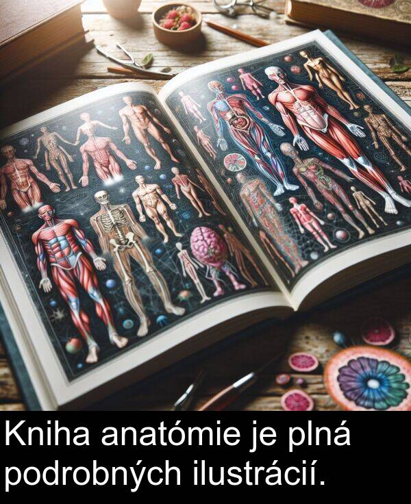 ilustrácií: Kniha anatómie je plná podrobných ilustrácií.