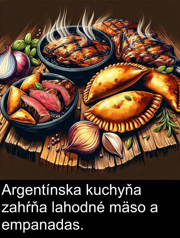 lahodné: Argentínska kuchyňa zahŕňa lahodné mäso a empanadas.