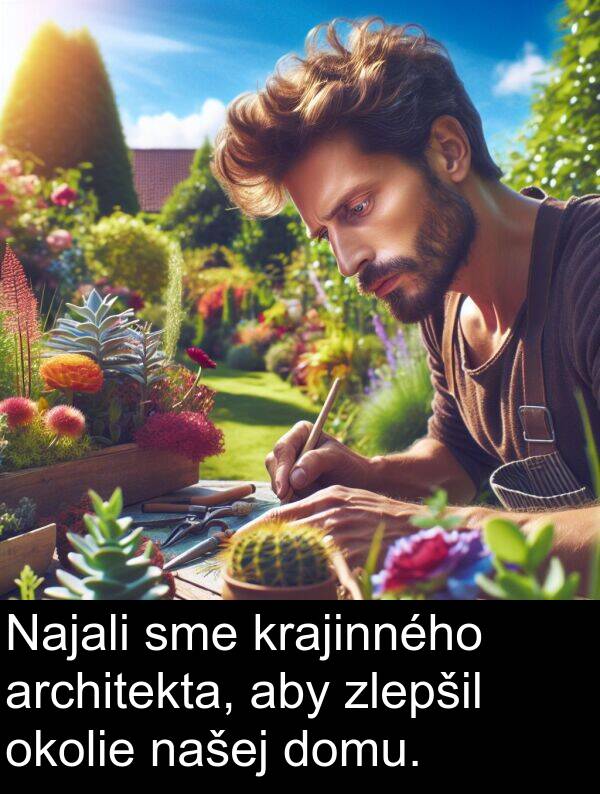 krajinného: Najali sme krajinného architekta, aby zlepšil okolie našej domu.
